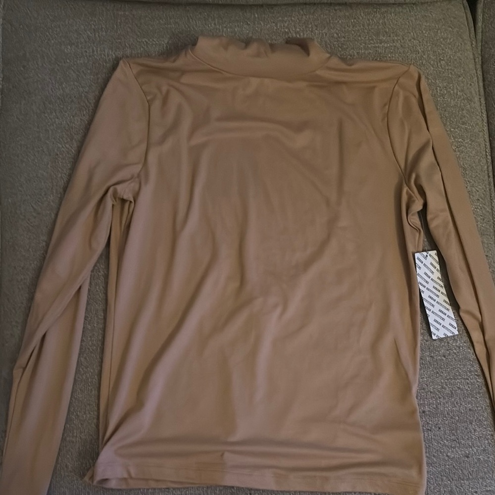 Tan Long Sleeve Turtleneck Top